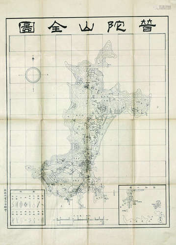 普陀山全图 镜心 纸本