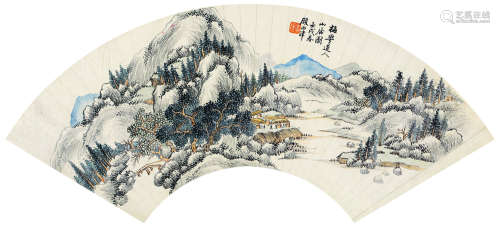 顾麟士（1865～1930） 壬戌（1922年）作 溪山幽居图 扇面镜心 设色纸本