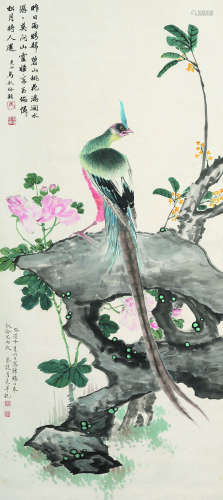 谈月色（1891～1976） 癸酉(1933年)作 芙蓉锦鸡图 立轴 设色纸本