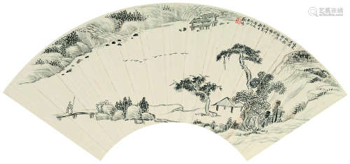 陈师曾（1876～1923） 清溪待渡图 扇面镜心 水墨纸本