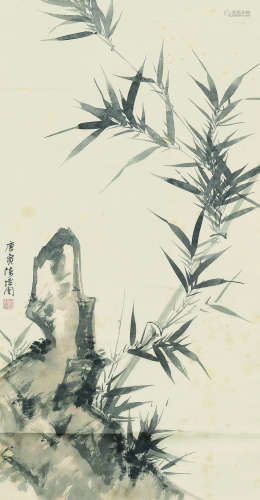 陈从周（1918～2000） 庚寅(1950年)作 淇澳风雨图 立轴 设色纸本