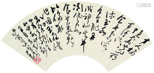 赵少昂（1905～1998） 草书录赵孟頫《天冠山诗》 扇面镜心 水墨纸本