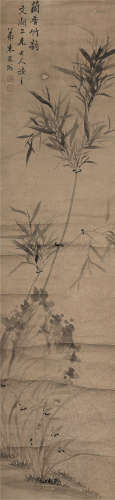 朱为弼（1771～1840） 兰香竹韵图 立轴  水墨洒金纸本