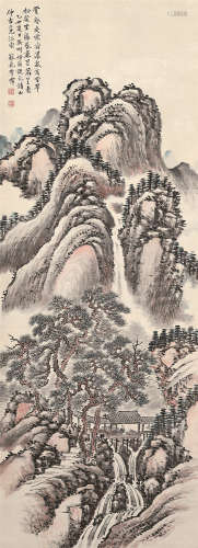 李霈 乙丑（1925年）作 云壑松涛图 立轴 设色纸本