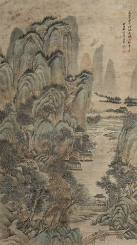 王翚（1632～1717）（款） 康熙壬辰（1712年）作 仿王蒙笔意山水 立轴 设色绢本