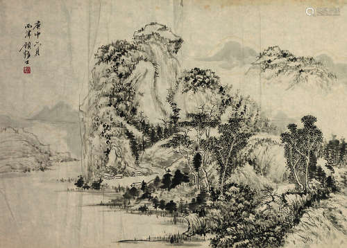 顾麟士（1865～1930） 庚申（1920年）作 溪山幽居图 镜心 水墨纸本