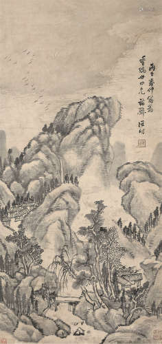 汪昉（1799～1877） 丙子（1876年）作 云溪烟岫图 立轴 水墨纸本