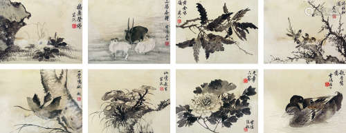 张敔（1734～1803） 花鸟遣兴册 册页 水墨纸本