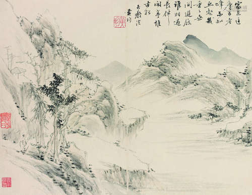 黄均（1775～1850） 秋山策杖图 镜心 水墨纸本