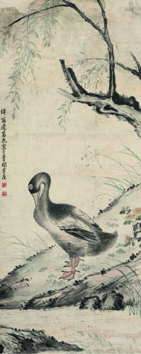 边寿民（1684～1752） 寒塘雁影图 立轴 设色纸本