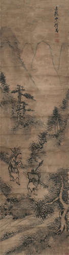 陈邦选（1770～1850） 指画山水人物 立轴 水墨纸本