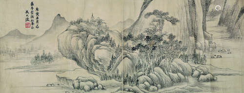 吴大澂（1835～1902） 庚寅（1890年）作 山静日长图 镜心 水墨绢本