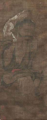 释牧溪（?～1281） 刘海金蟾图 立轴 设色绢本