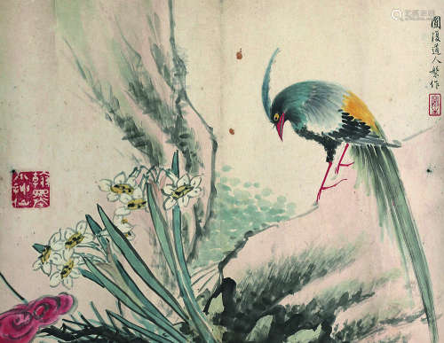 张盘（1812～?） 鸟语花香图 镜心 设色纸本