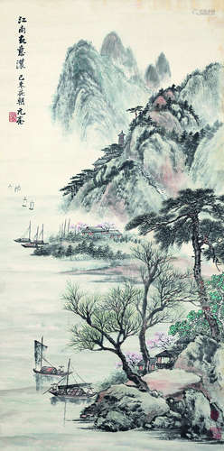 周元亮（b.1904） 己未 1979年作 江南春意浓 立轴 设色纸本