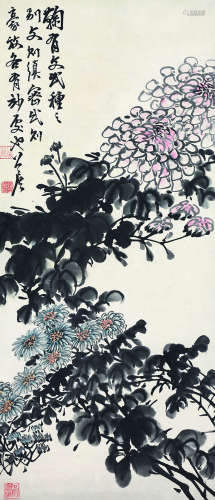谢公展（1885～1940） 东篱秋色图 立轴 设色纸本