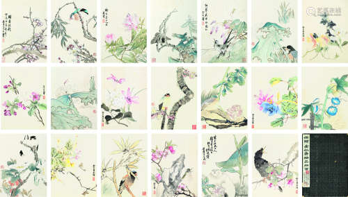 任颐（1840～1896）  金仁寿 辛未 1871年作 花鸟合册 册页 设色纸本、绢本