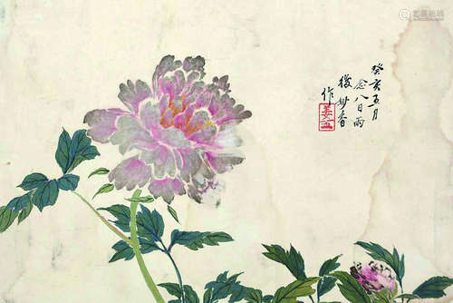 姜妙香（1890～1972  ） 癸亥 1923年作 露湿芍药图 镜心 设色纸本