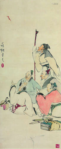 张聿光（1885～1968） 睢阳五老图 立轴 设色绢本