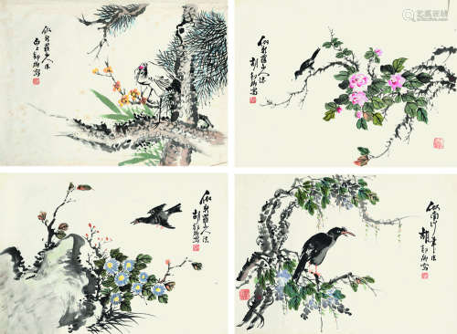 胡郯卿（1865～?） 四时花鸟册 镜心 设色纸本