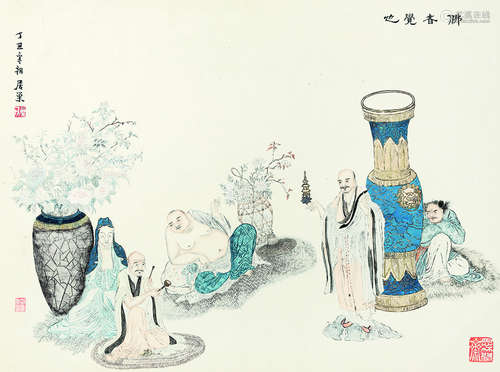 居巢（1811～1865） 佛者觉也 镜心 设色纸本