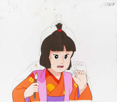 《聪明的一休》日本赛璐珞手绘动画手稿 赛璐珞片设色 镜心