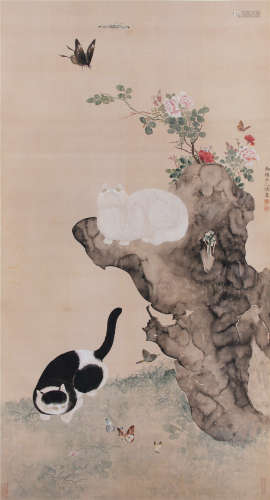清 陈书（1660-1736） 耄耋图 绢本设色 立轴