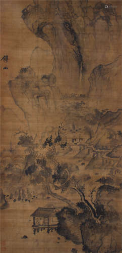 清 傅山（1607－1684） 临溪清话图 绢本水墨 立轴