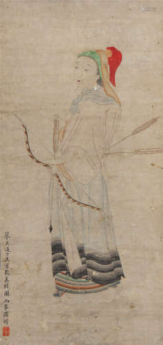清 罗聘（1733-1799） 美战图 纸本设色 立轴