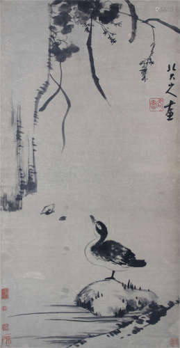 清 八大山人（1626—1705） 花鸟 纸本水墨 立轴