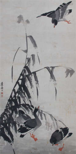 清 边寿民（1684—1752） 芦雁图 纸本设色 立轴