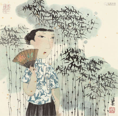 马小娟（b.1987） 人物 镜框 设色纸本