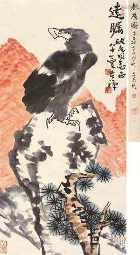 李苦禅（1899～1983） 远瞩 立轴 设色纸本
