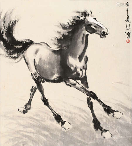 徐悲鸿（1895～1953） 1942年作 奔马图 镜片 水墨纸本