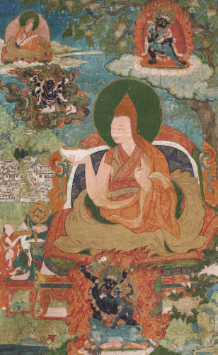 四世达赖喇嘛唐卡 卫藏18世纪