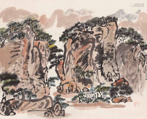 陈子庄（1913-1976） 山居图 立轴 设色纸本