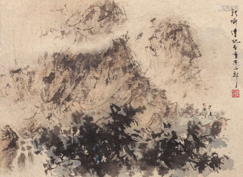 傅抱石（1904-1965） 观岳图 镜心 设色纸本