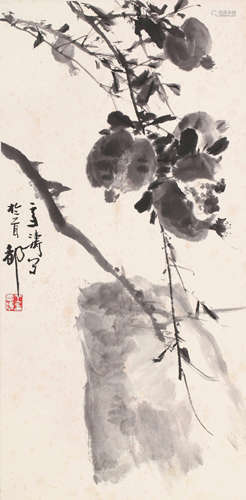 王雪涛（1903-1982） 墨石榴 立轴 水墨纸本