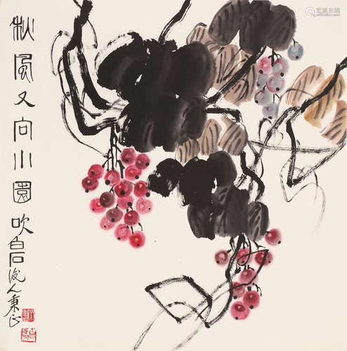 齐秉正（b.1940） 秋风又向小园吹 镜心 设色纸本