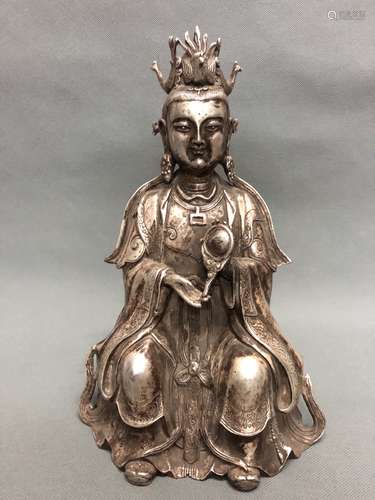 A Gilt Silver Guanyin