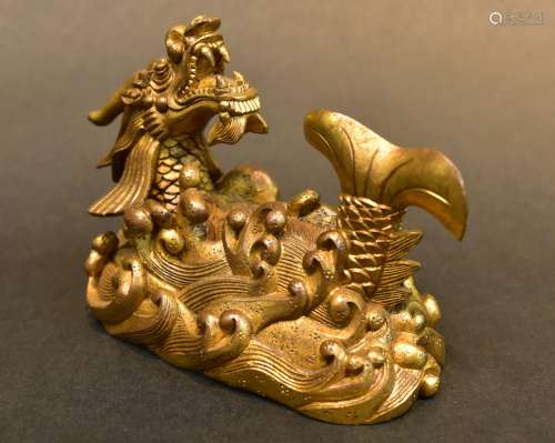 A Gilt Bronze Dragon Paperweight