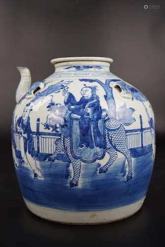 A Blue And White Wine Pot