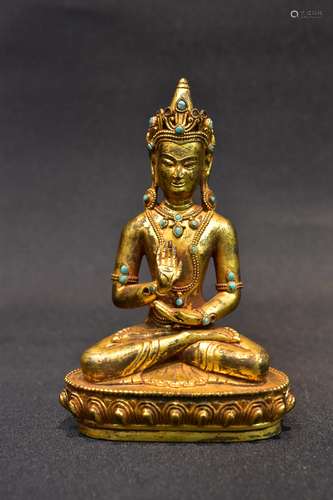 A Gilt Bronze Longevity Buddha