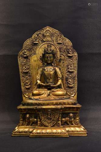 A Gilt Bronze Longevity Buddha