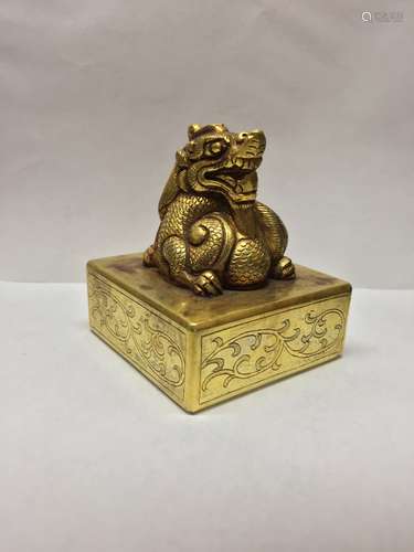 A Gilt Bronze Dragon Seal