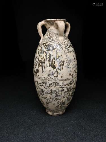 A Brown And White Glazed Vase