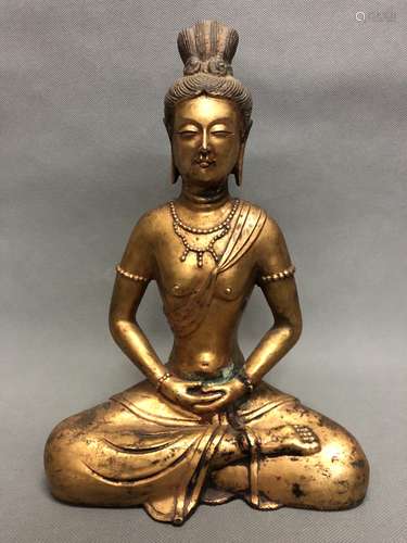 A Gilt Bronze Guanyin