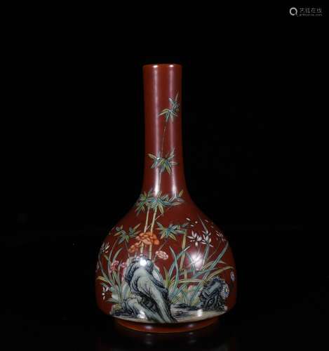 Yongzheng Mark, A Red Glazed Vase