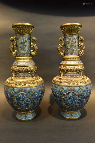 A Pair of Cloisonne Vases