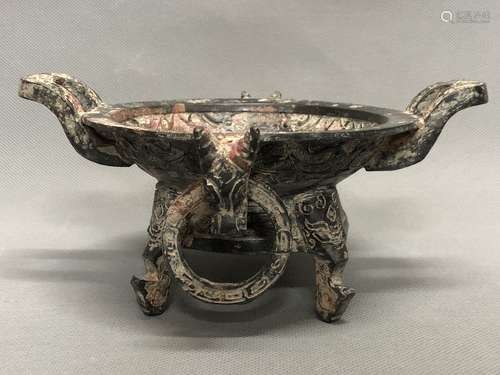 A Carved Bronze Censer